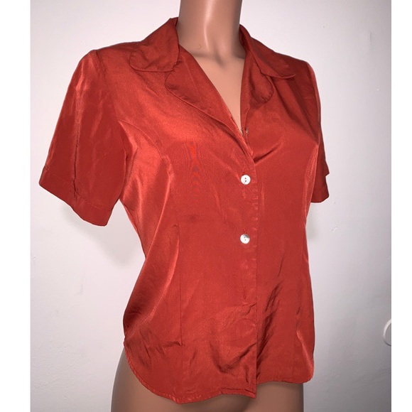 Rust vintage short sleeve blouse - Picture 4 of 4